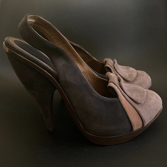 NIB Marni Purple Pink Suede Platform Heels Slingbacks Made in Italy Sz 40 $950 - Picture 4 of 16